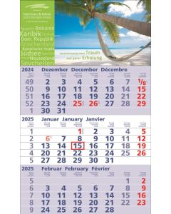 3 Monats-Wandkalender Standard 2, 3-sprachig