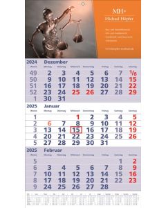 3 Monats-Wandkalender Standard 1 Plus, deutsch