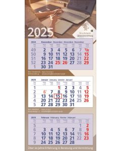 3 Monats-Wandkalender Premium 3, 4-sprachig