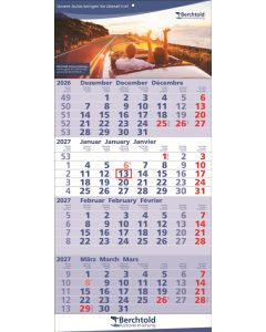 4 Monats-Wandkalender Quattro 3-sprachig mit Fußleiste