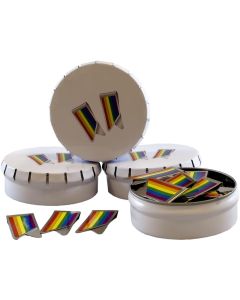 Regenbogen Büroklammer in Blechdose
