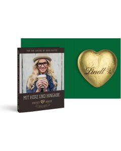 Werbekarte mit Lindt Schokoladen Herz 20 g - inkl. Werbedruck