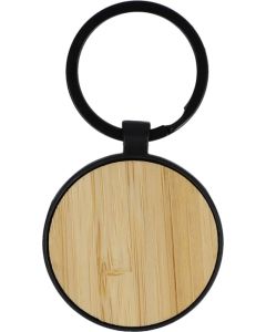 Schlüsselanhänger aus Bambus und Metall rund