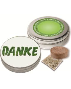 Wachsendes Dankeschön - Zimmerrasen - inkl. 1-4 c Logo-Digitaldruck