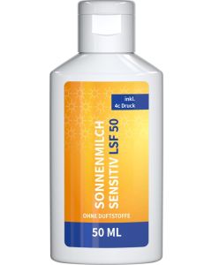 Sonnenmilch LSF 50 (sens.), 50 ml, Body Label (R-PET) - inkl. Werbedruck