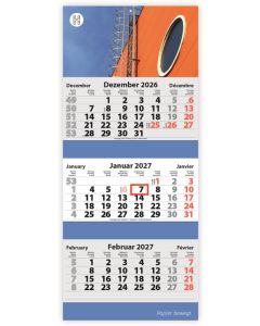 3-Monats Faltkalender Tres-Deluxe, inkl. Druck
