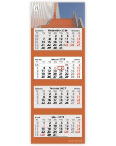 4-Monats Faltkalender Quatrus-Deluxe Plus, inkl. Druck
