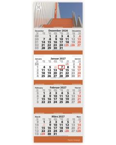 4-Monats Faltkalender Quatrus-Deluxe Ring-Wire, inkl. Druck