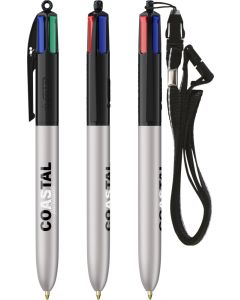 BIC® 4 Colours Glacé with Lanyard inkl. 1c-Siebdruck