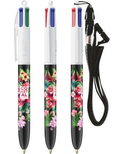 BIC® 4 Colours Kugelschreiber + Lanyard - inkl. 1c Siebdruck