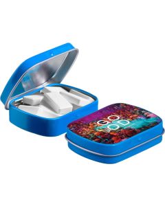 Mini Klappdeckeldose mit Pfefferminz Ziegelstein - inkl. Werbedruck