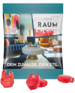 Minitüte 10g Sonderform Fruchtgummi, 10 % Fruchtsaftanteil - Folie nach Wahl - inkl. Druck