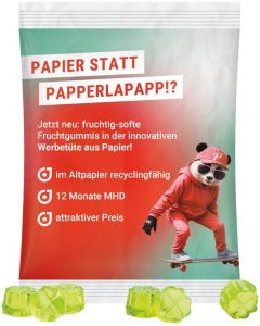 Maxitüte Trolli aus weißem Papier - Inhalt nach Wahl - inkl. Werbedruck