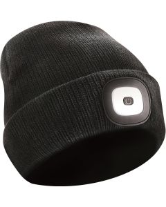 Beanie-Strickmütze mit herausnehmbarem LED-Licht und Stirnband